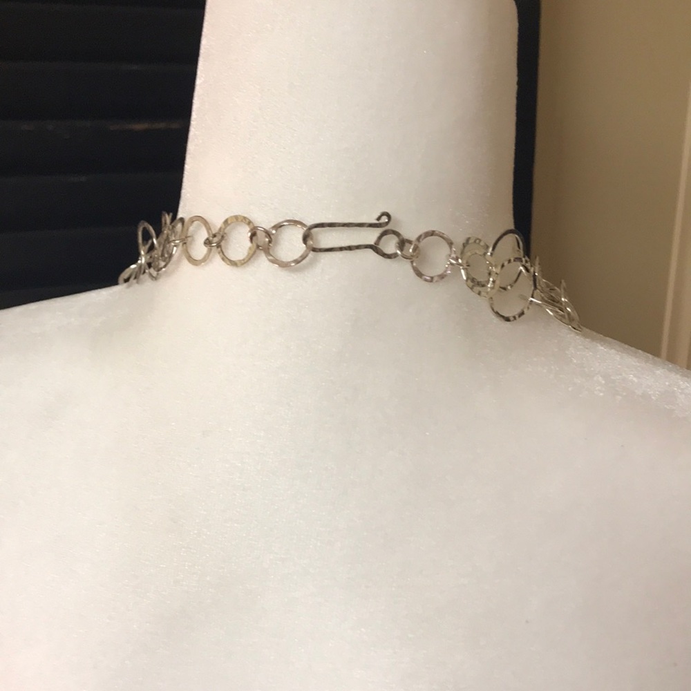 Double Strand Silver Metal Statement Necklace - image 2